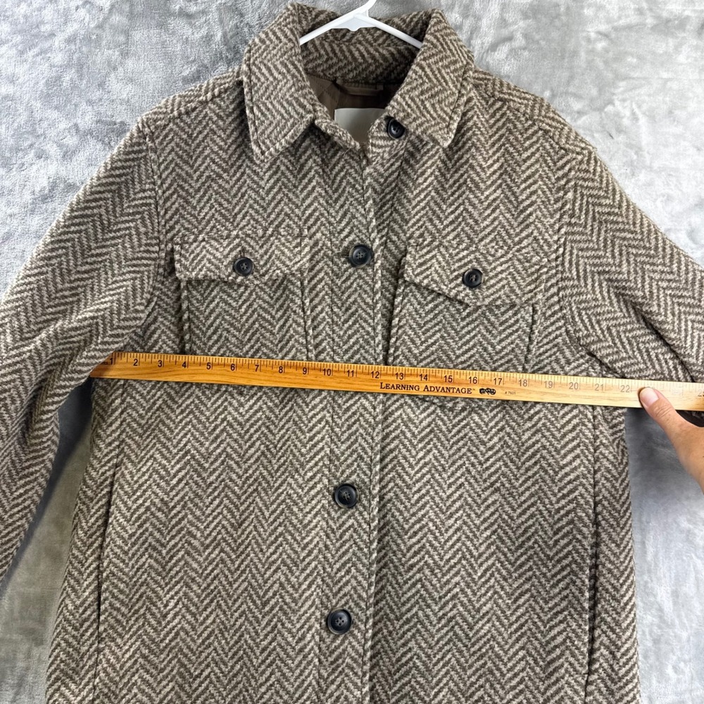 H&M Shirt Jacket Womens Small Brown Herringbone Quilted Lined Shacket (1779) - Picture 10 of 12